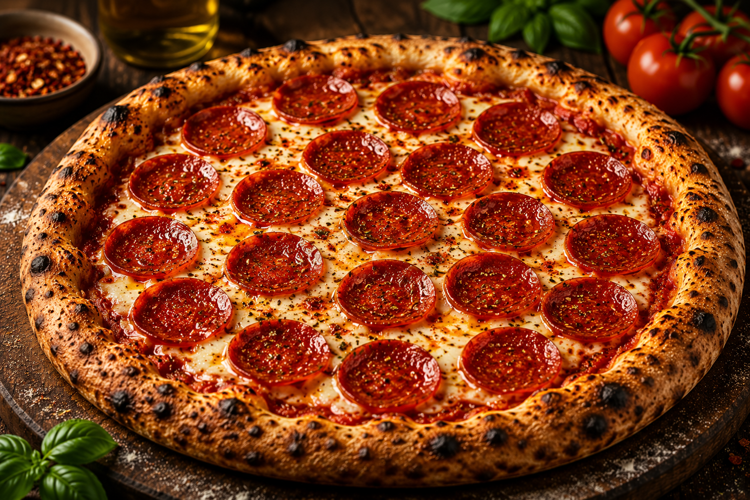 Diavola pepperoni pizza with honey